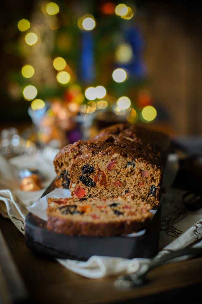 Boiled fruit cake slice